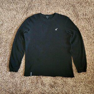 LRG Longsleeve Thermal Waffle Knit Shirt Black Casual Minimalist Y2K